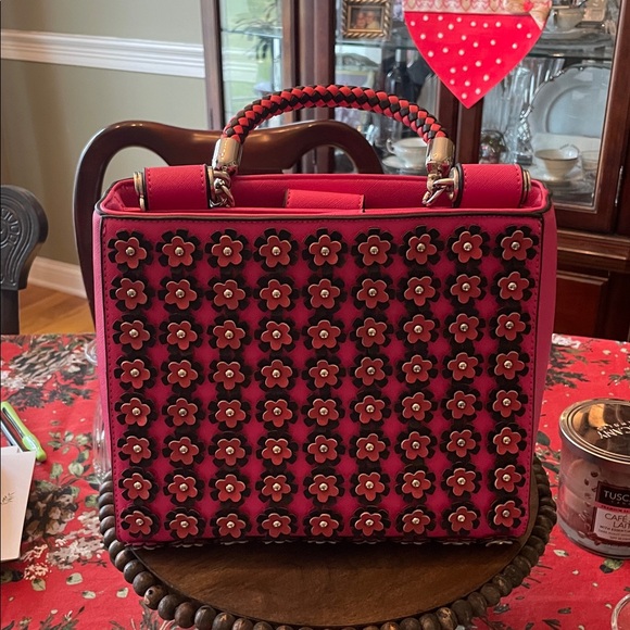 Catherine Malandrino Handbags - Catherine Malandrino Pink Floral Appliqué Shoulder Bag